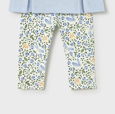 Blue Floral Print Leggings, 1748