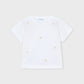 S/S Tee, Flower Applique, White, 3013