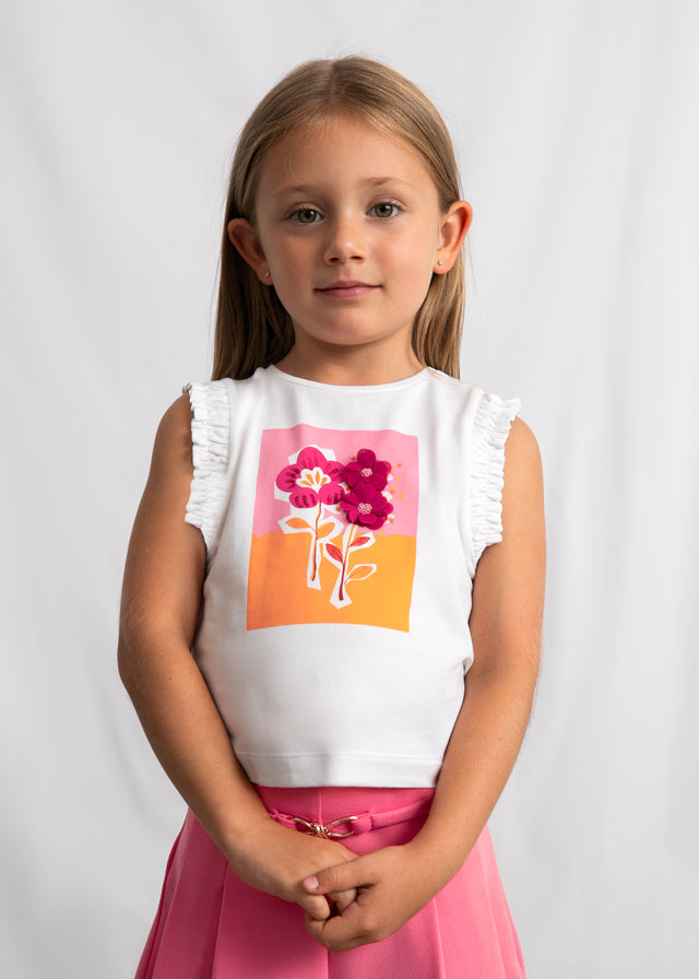 Sleeveless Graphic Tee, Flowers, 3023