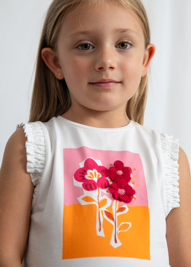 Sleeveless Graphic Tee, Flowers, 3023
