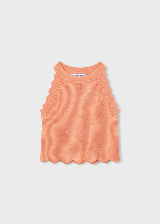 Sleeveless Knit Top, Peach, 3027