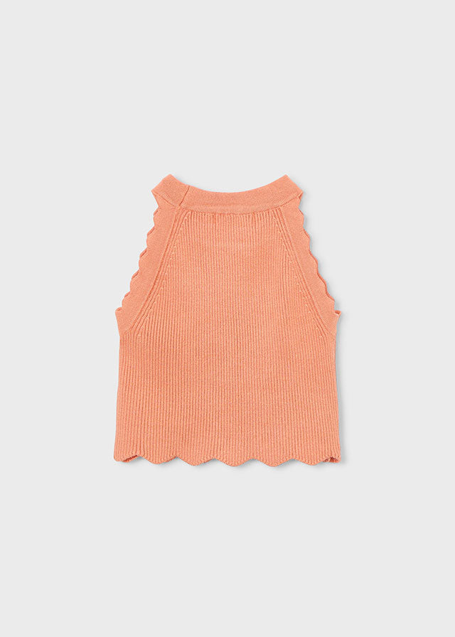 Sleeveless Knit Top, Peach, 3027