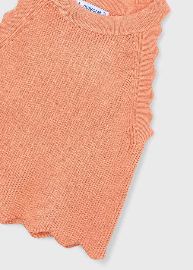 Sleeveless Knit Top, Peach, 3027