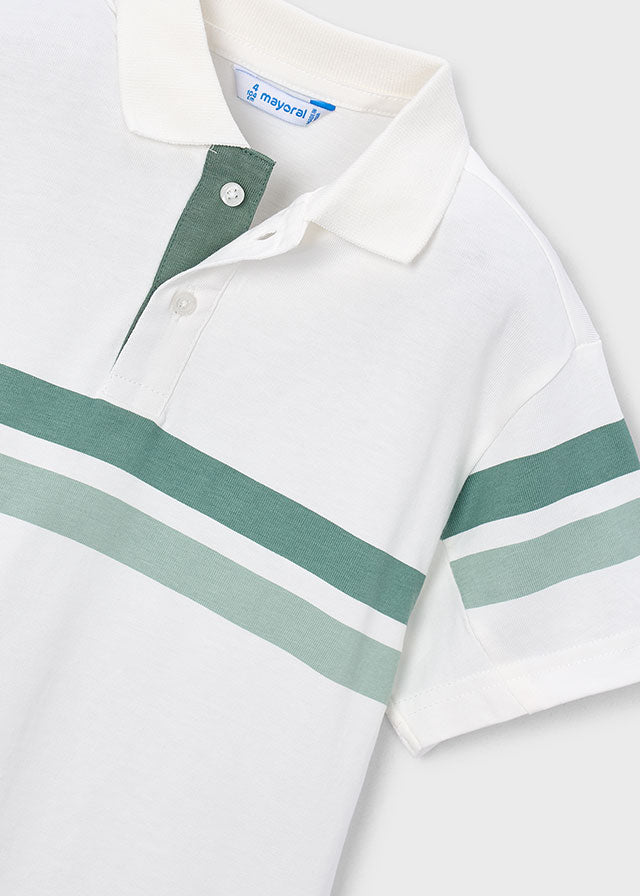 S/S Green Stripe Polo, 3107