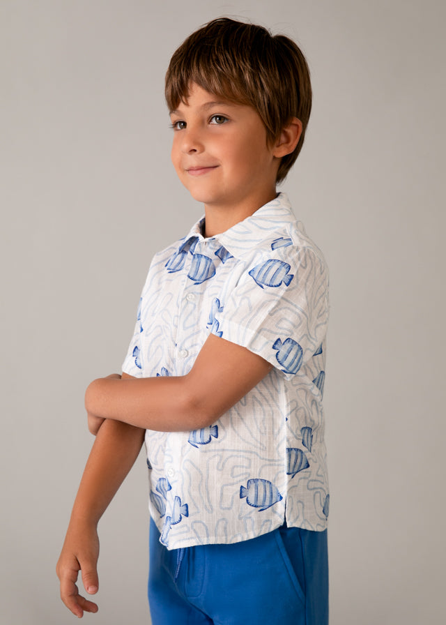 S/S Fish Print Shirt, 3115