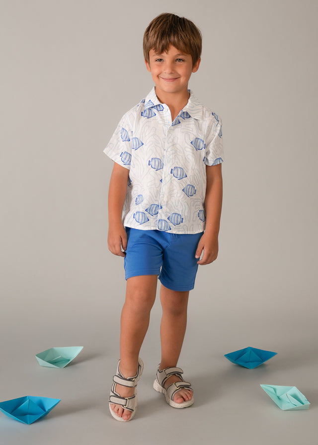 S/S Fish Print Shirt, 3115
