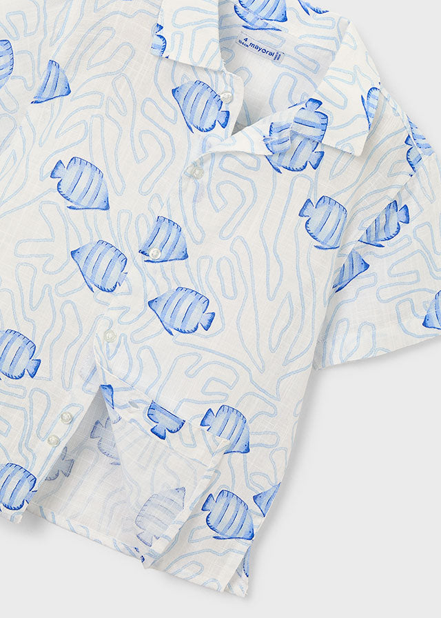 S/S Fish Print Shirt, 3115