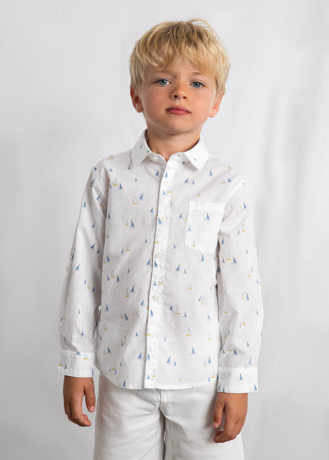 L/S Linen Shirt, Sailboats, 3119