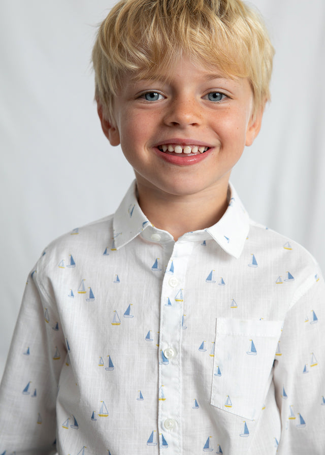 L/S Linen Shirt, Sailboats, 3119