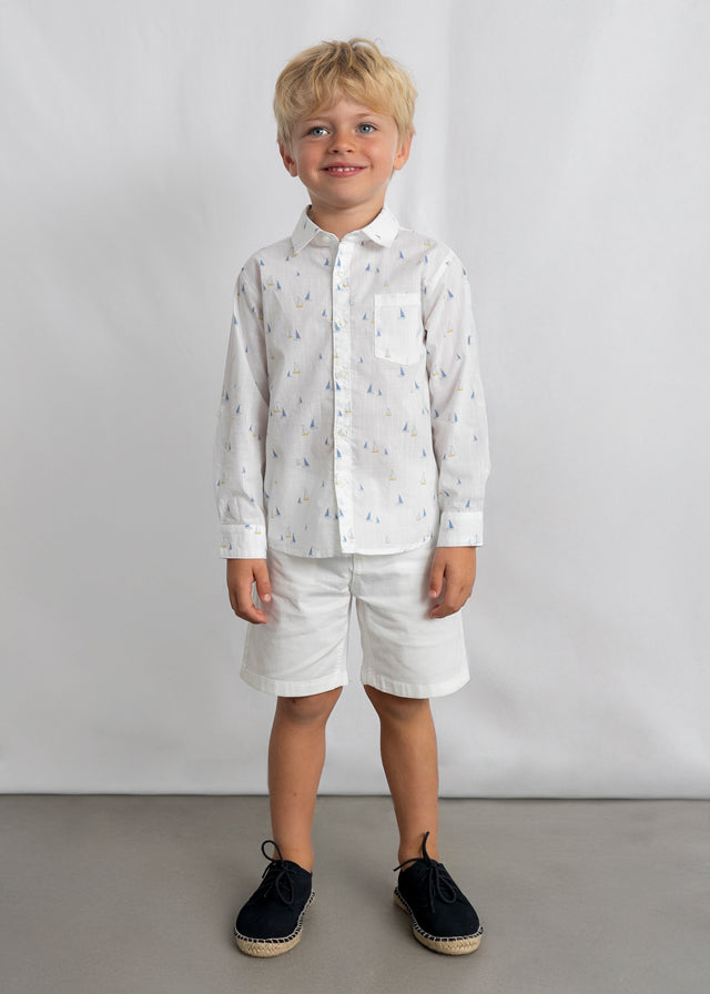 L/S Linen Shirt, Sailboats, 3119