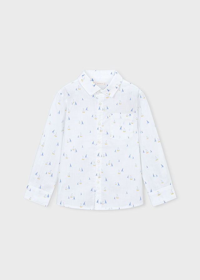 L/S Linen Shirt, Sailboats, 3119
