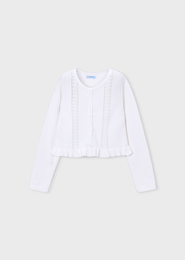 Knit Cardigan, White, 3383