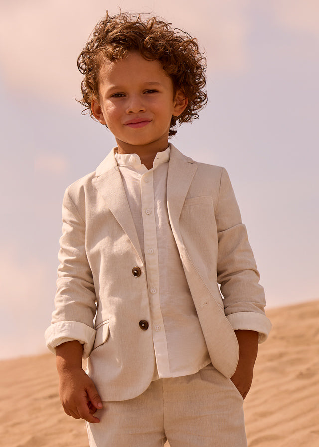 Linen Suit Jacket, Oat, 3437