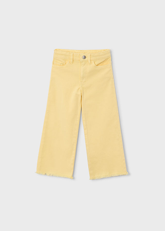 Wide Leg Twill Pants, Buttercream, 3588