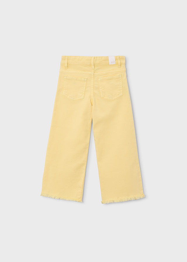 Wide Leg Twill Pants, Buttercream, 3588