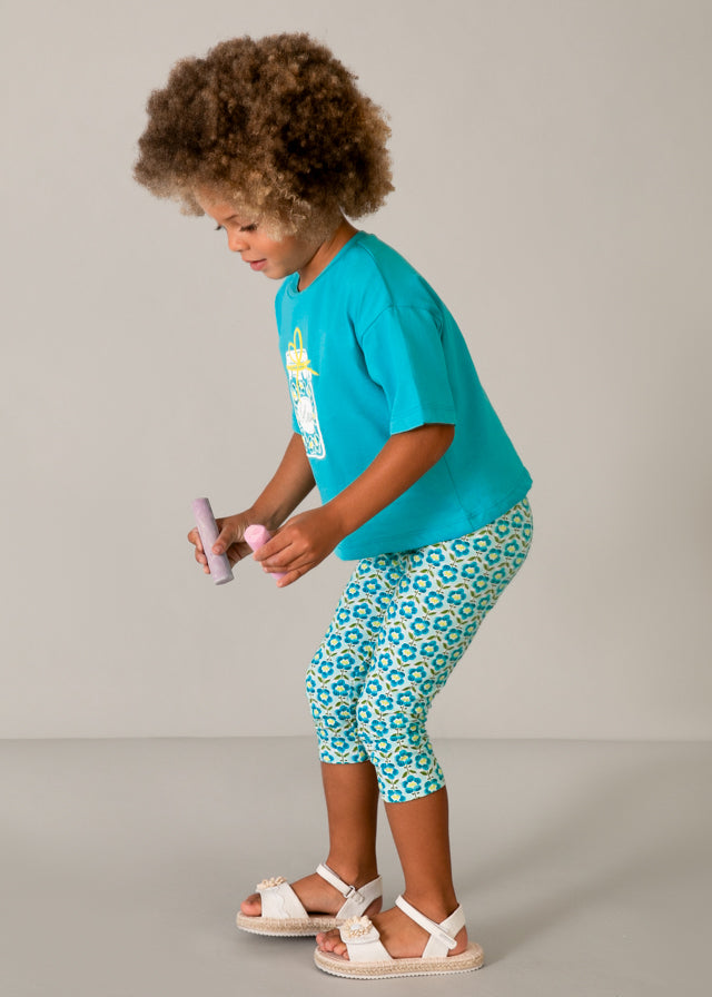 Printed Capri Leggings, Ocean, 3722
