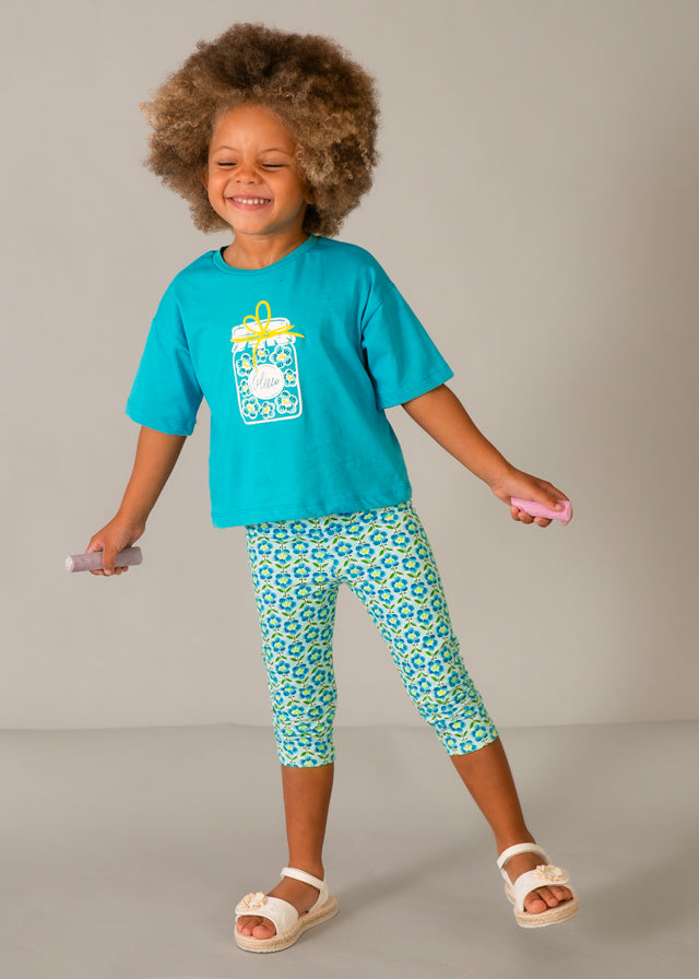 Printed Capri Leggings, Ocean, 3722
