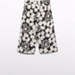 Black Floral Print Culotte Pants