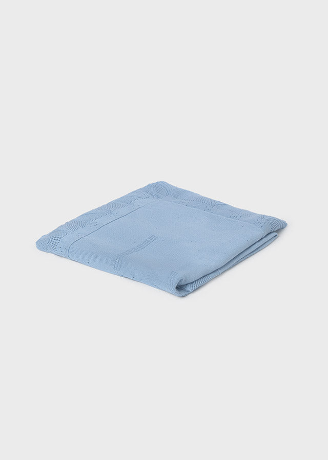 Knit Baby Blanket, Sky, 9020