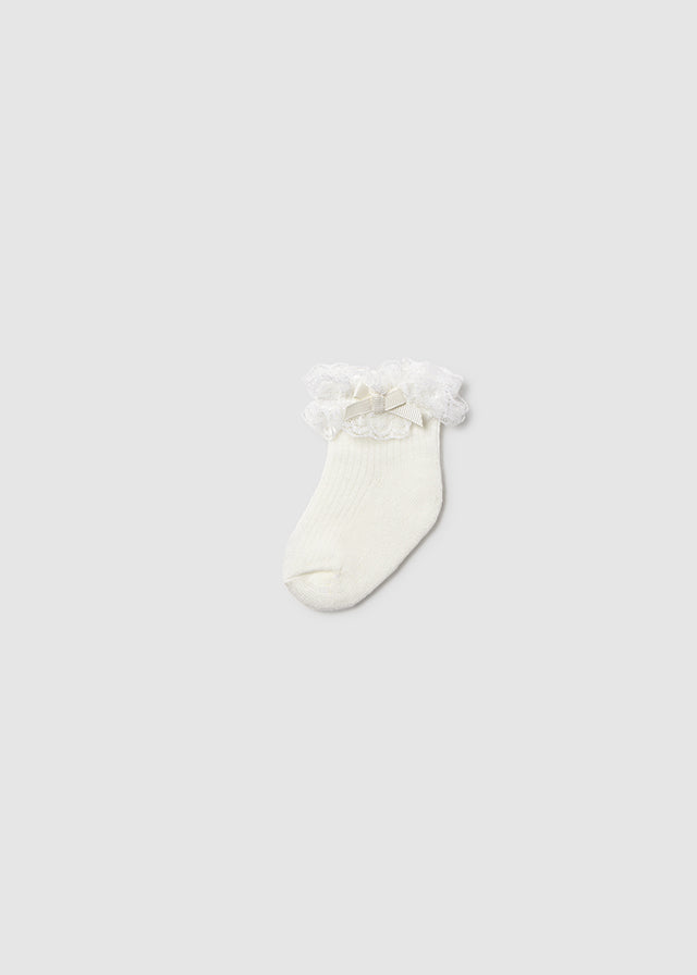 Lace Edge Socks, Natural, 9061