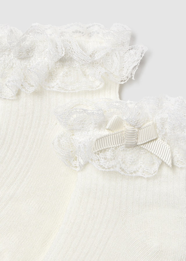 Lace Edge Socks, Natural, 9061