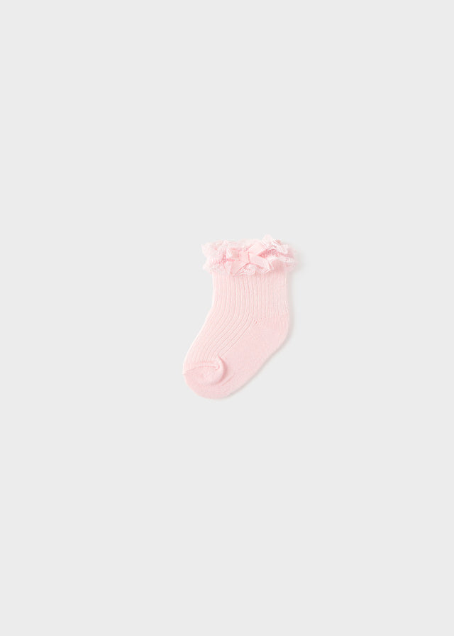 Lace Edge Socks, Baby Rose, 9061