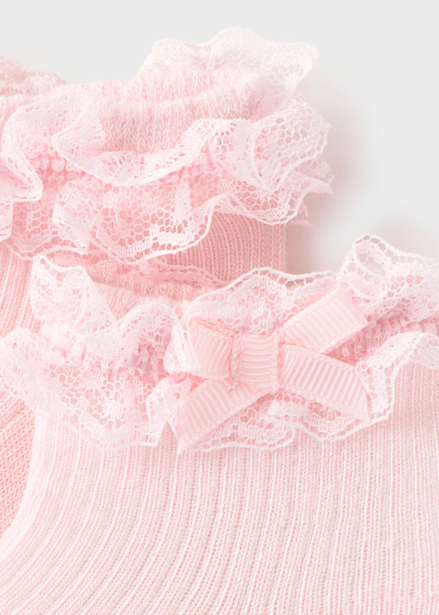 Lace Edge Socks, Baby Rose, 9061