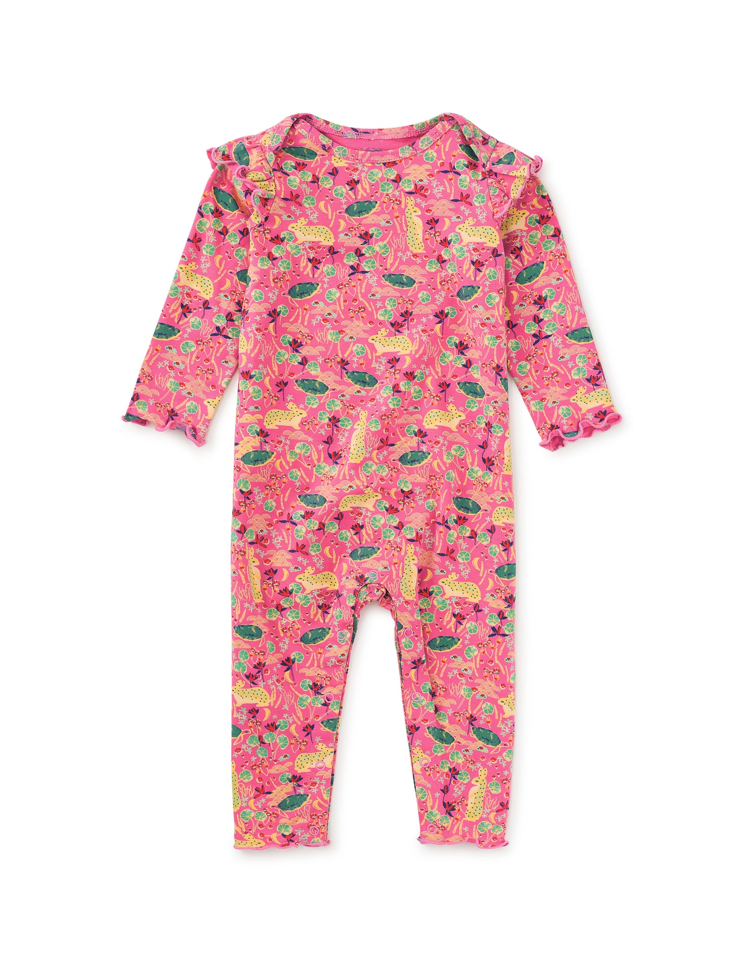 Ruffle Shoulder Baby Romper, Rabbit