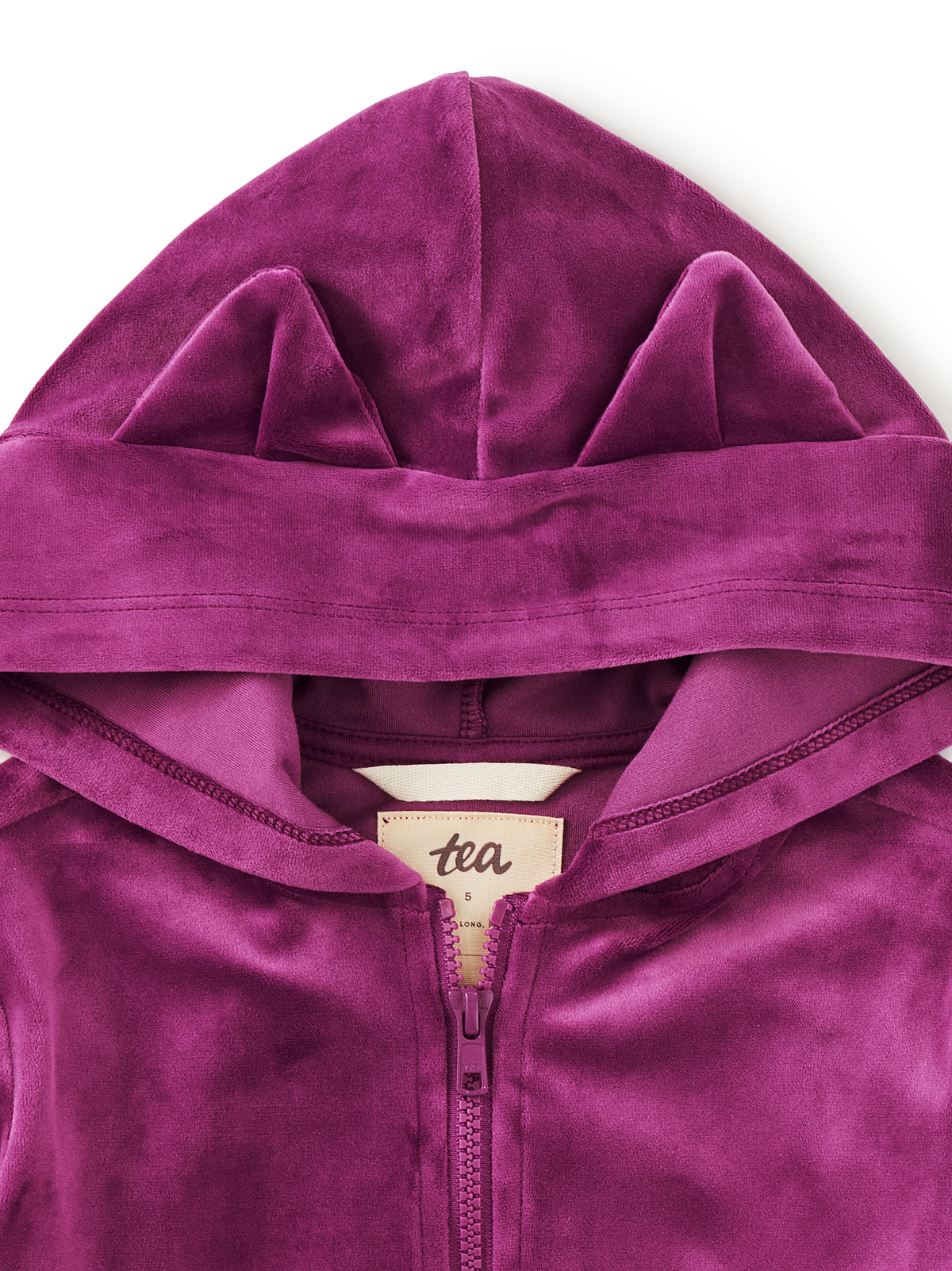 Cat Ears Velour Hoodie, Cosmic Berry