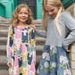 L/S Tiered Skirted Twirl Dress, Cornwall Hydrangeas