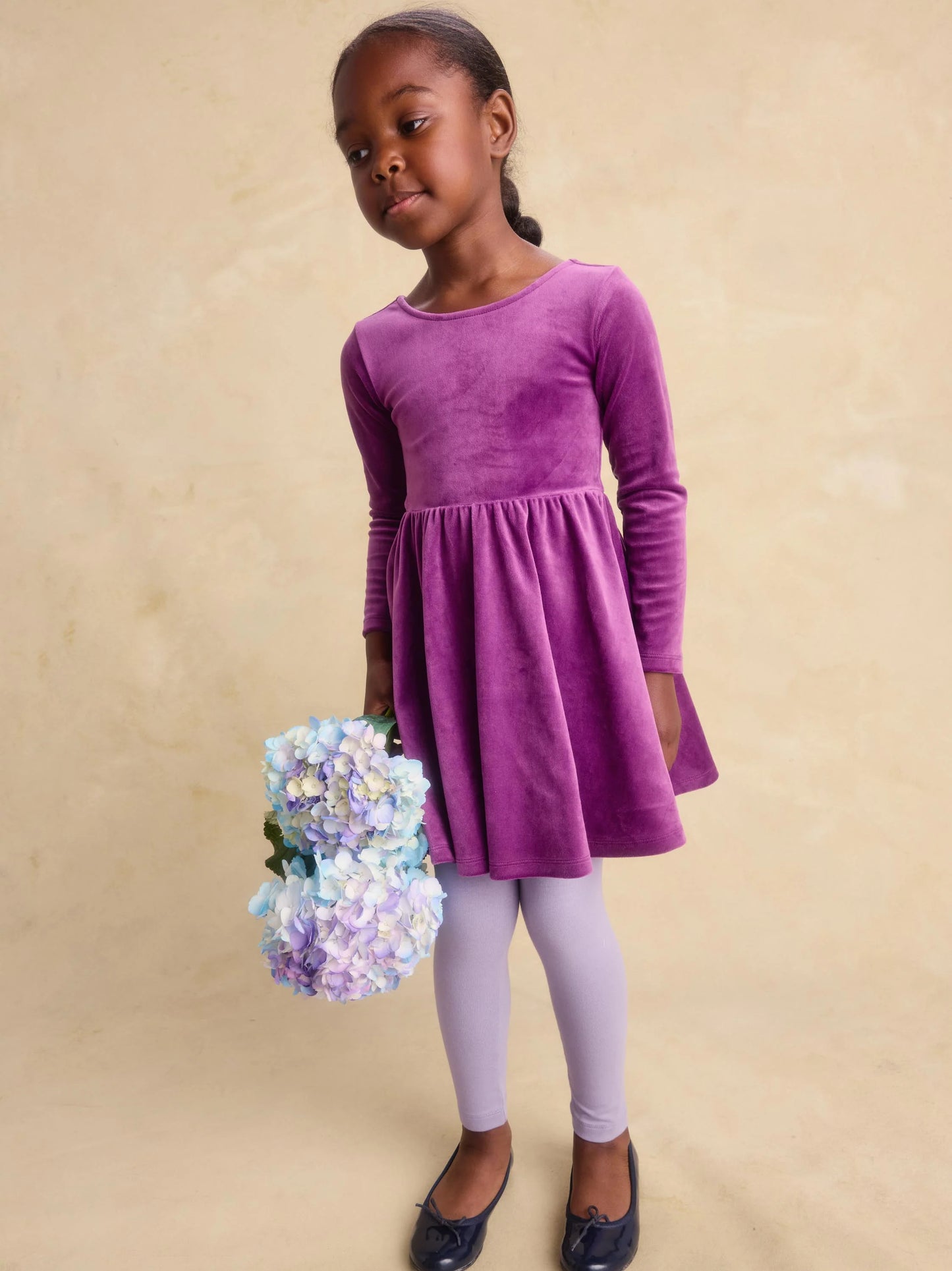 L/S Velour Ballet Dress, Cosmic Berry