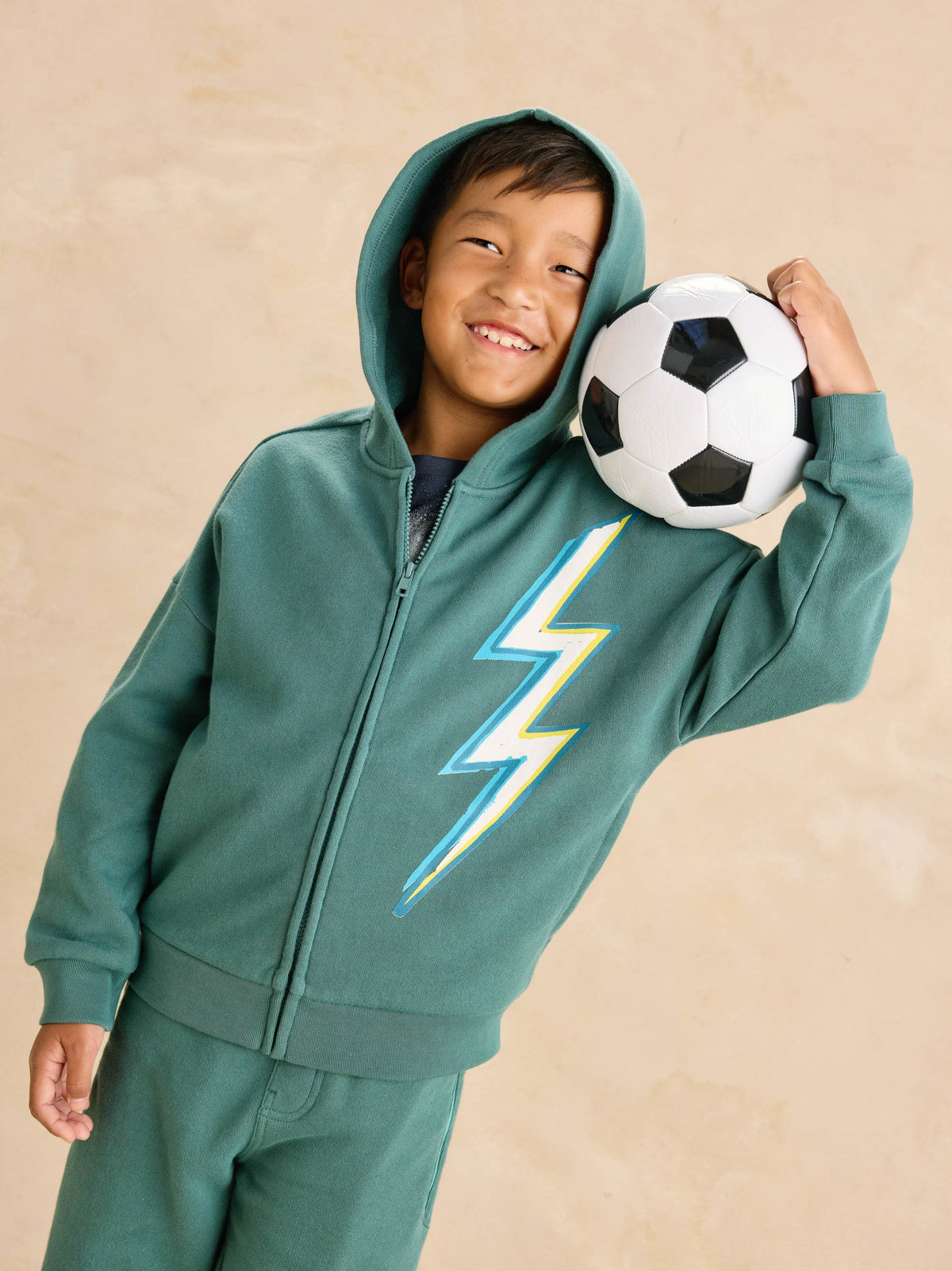 Lightning Bolt Easy Fit Hoodie, Silver Pine