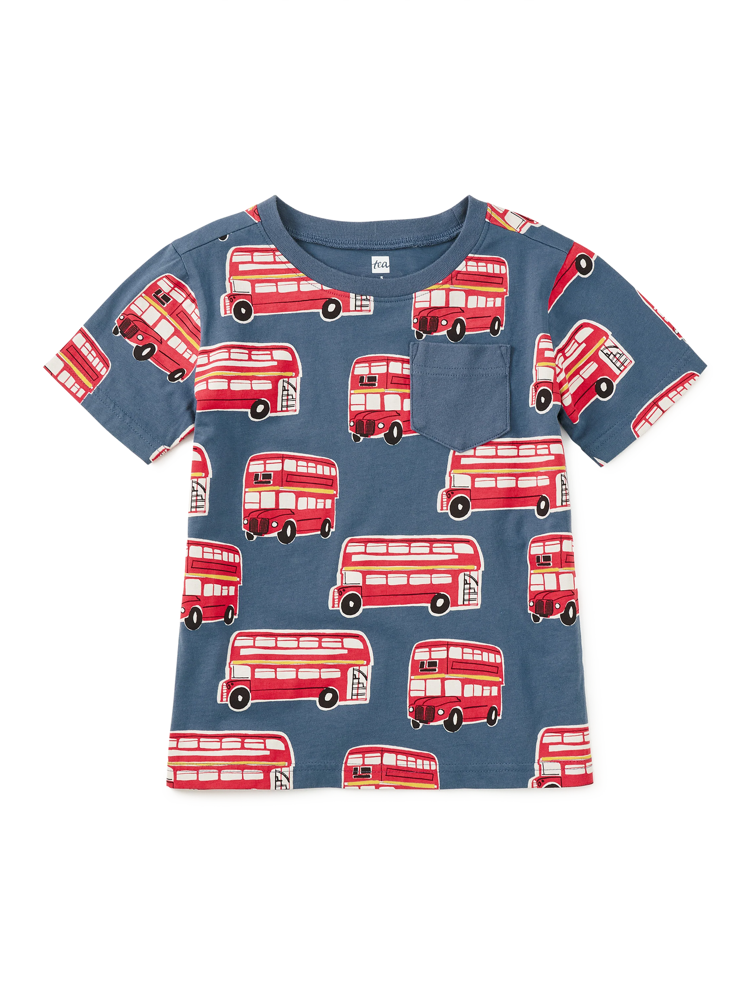 S/S Printed Pocket Tee, Double Decker Bus