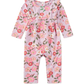 Ruffle Shoulder Baby Romper, Rosa Canina