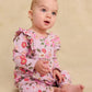 Ruffle Shoulder Baby Romper, Rosa Canina