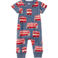 S/S Pocket Baby Romper, Double Decker Bus