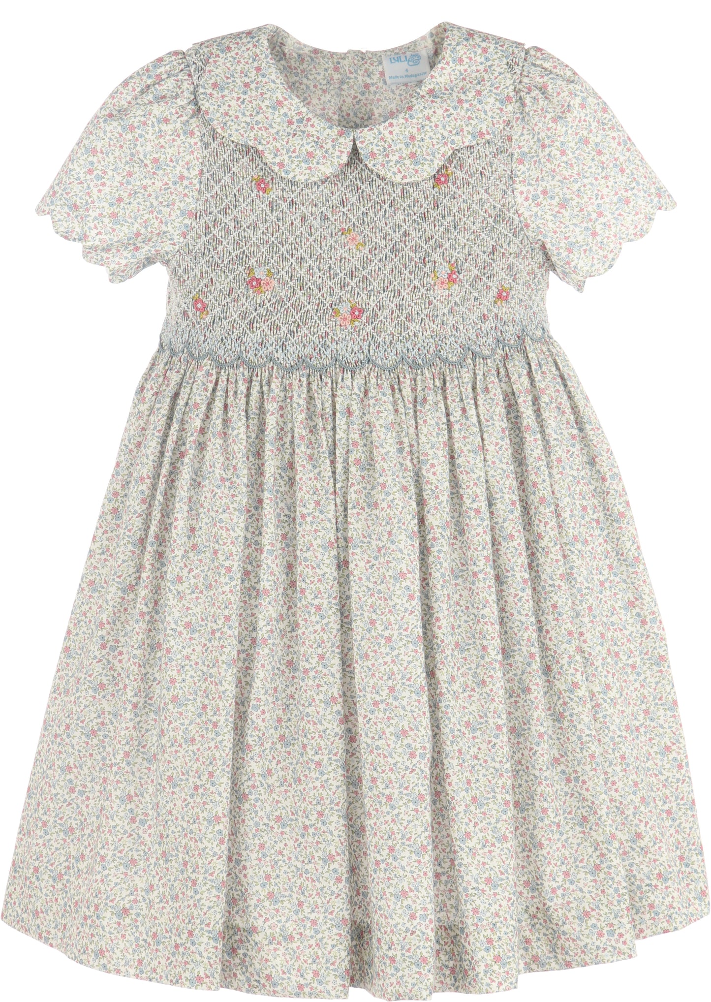 Fall Blossom Smock Dress, Blue