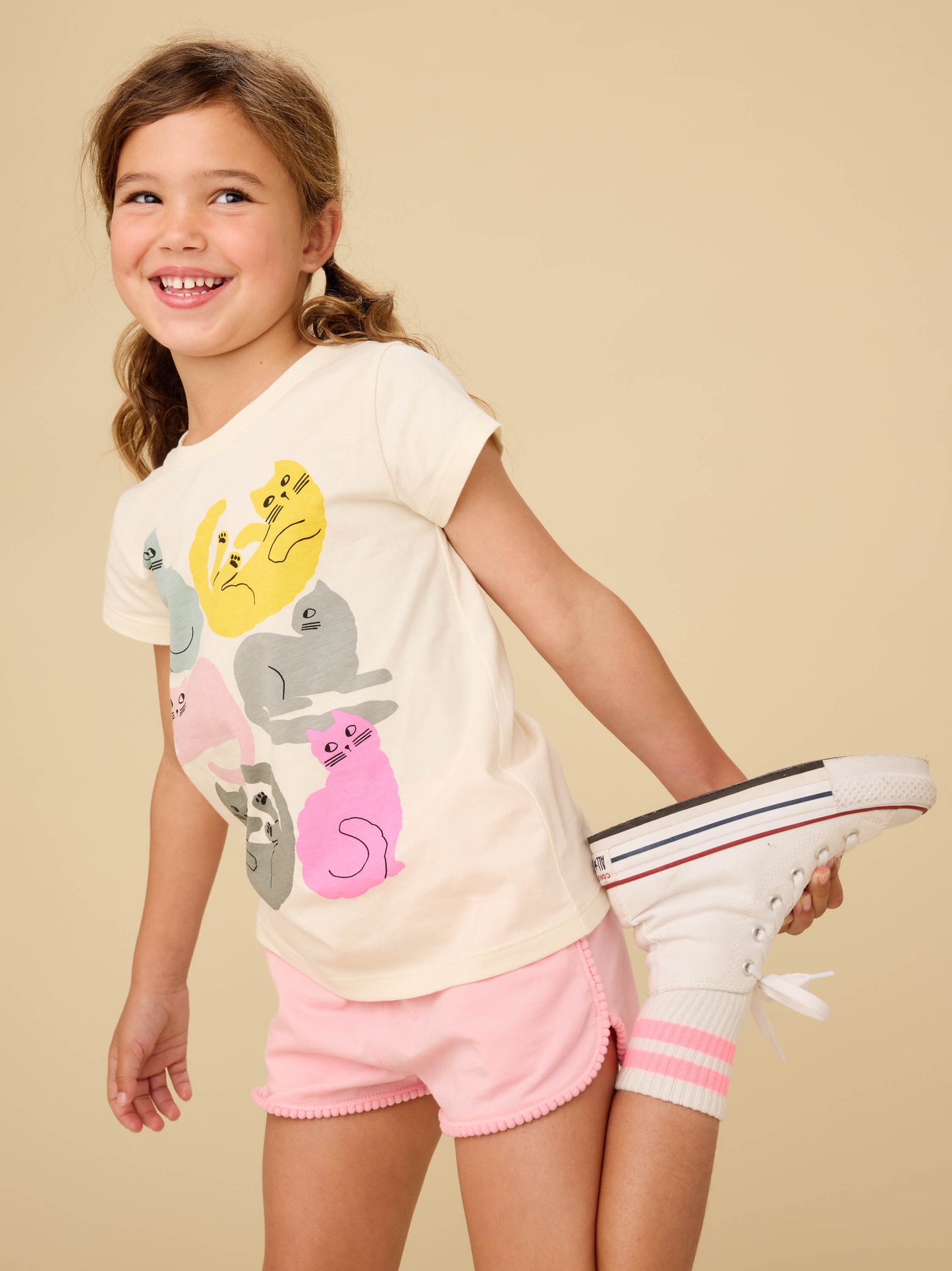 S/S Graphic Tee, Colorful Cats