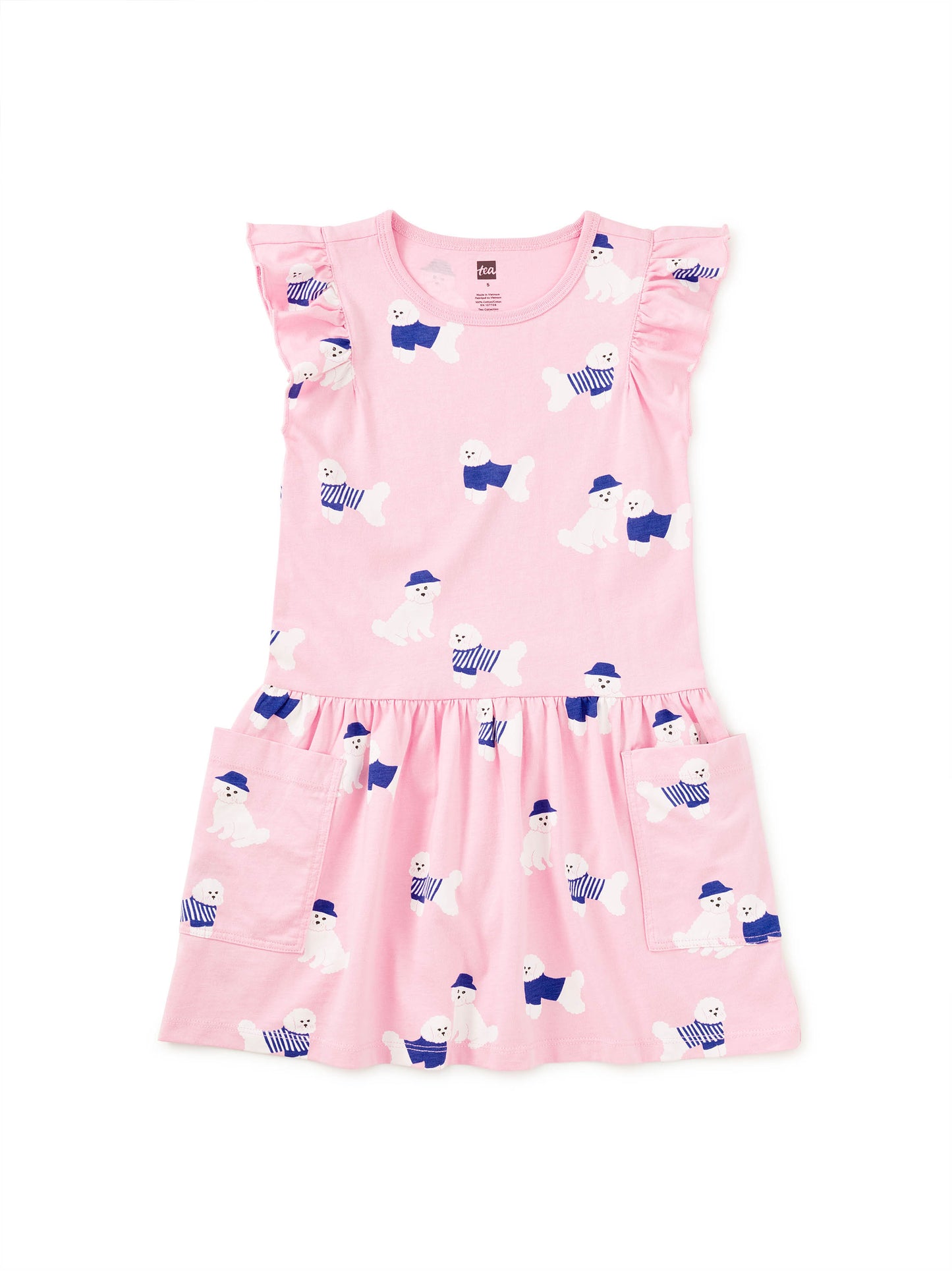 Flutter Sleeve Pocket Dress, Spanish Water Dog