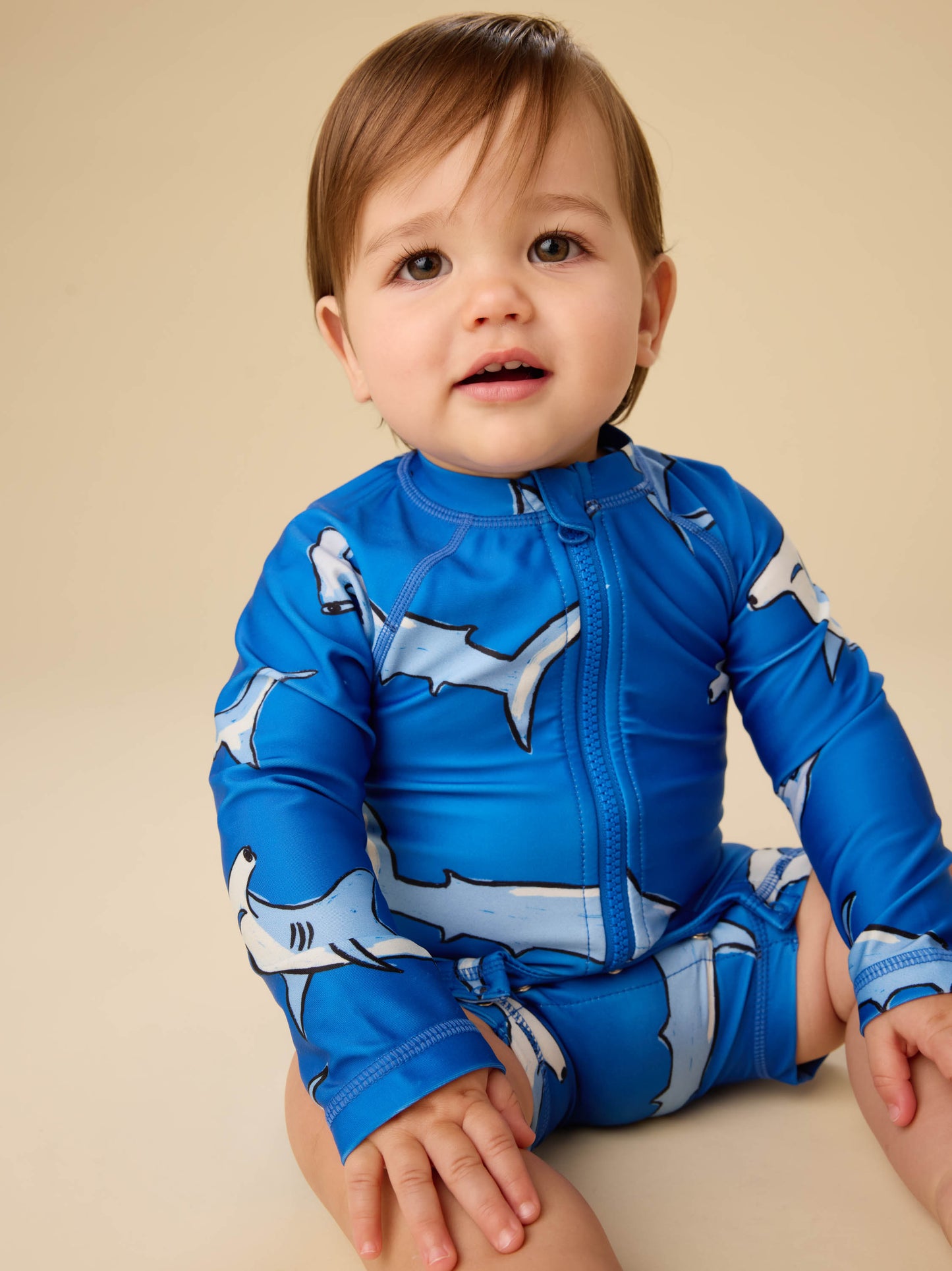 L/S Rash Guard Baby Swimsuit, Hammerhead Sharks