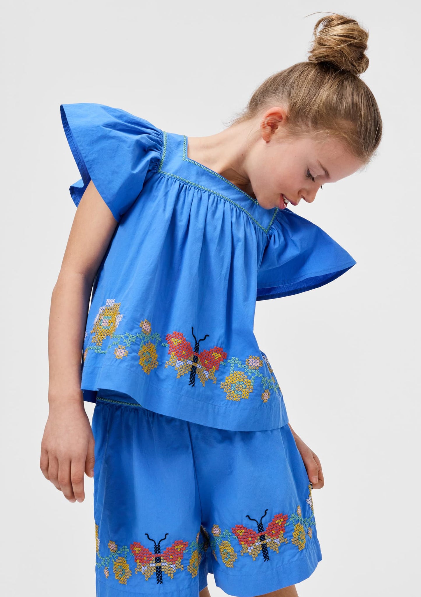 Rosalyn Blouse, Blue Flower