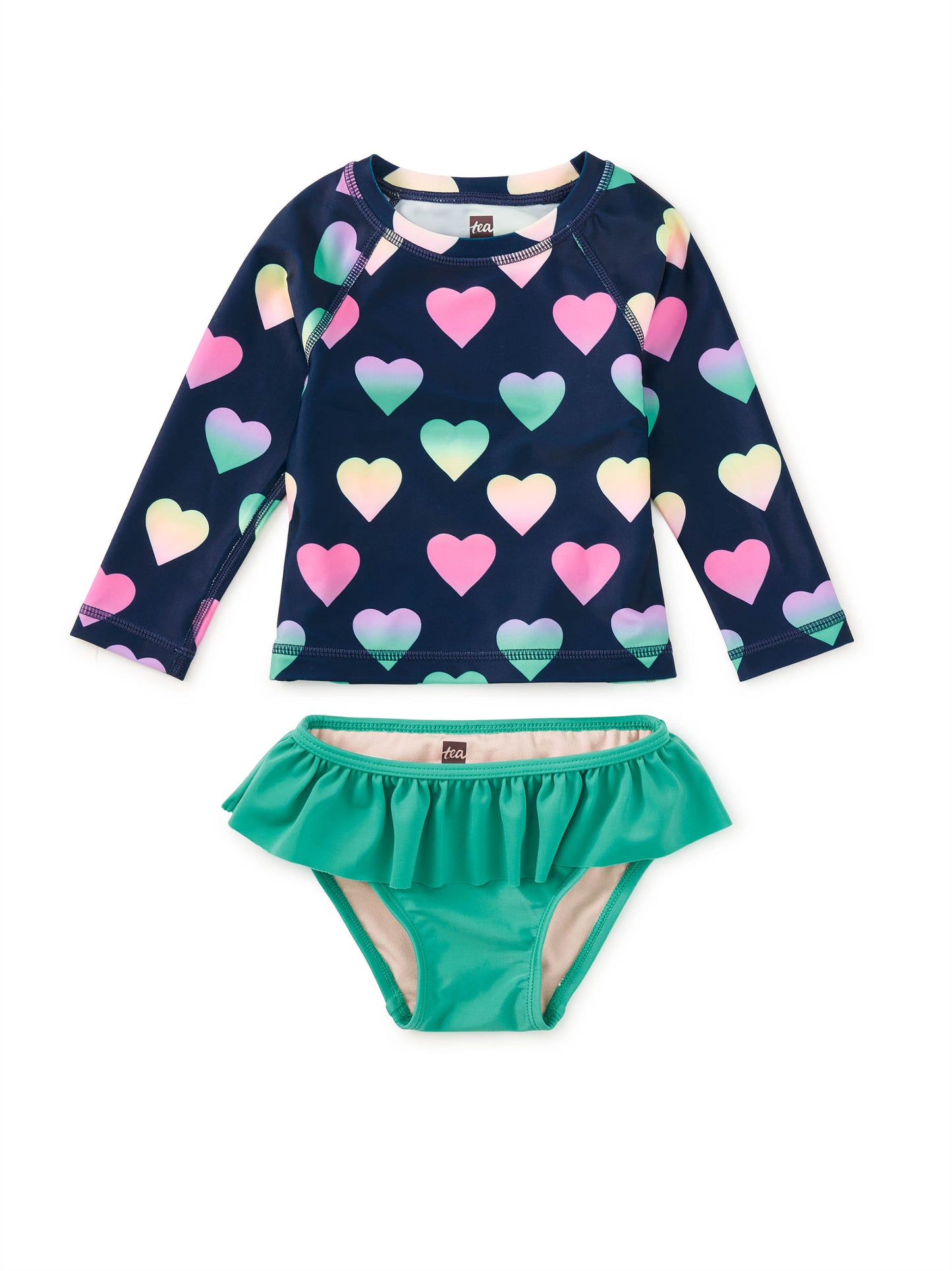 Rash Guard Swim Set, Ombre Hearts
