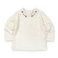 Knit L/S Blouse w/Embroidered Flowers