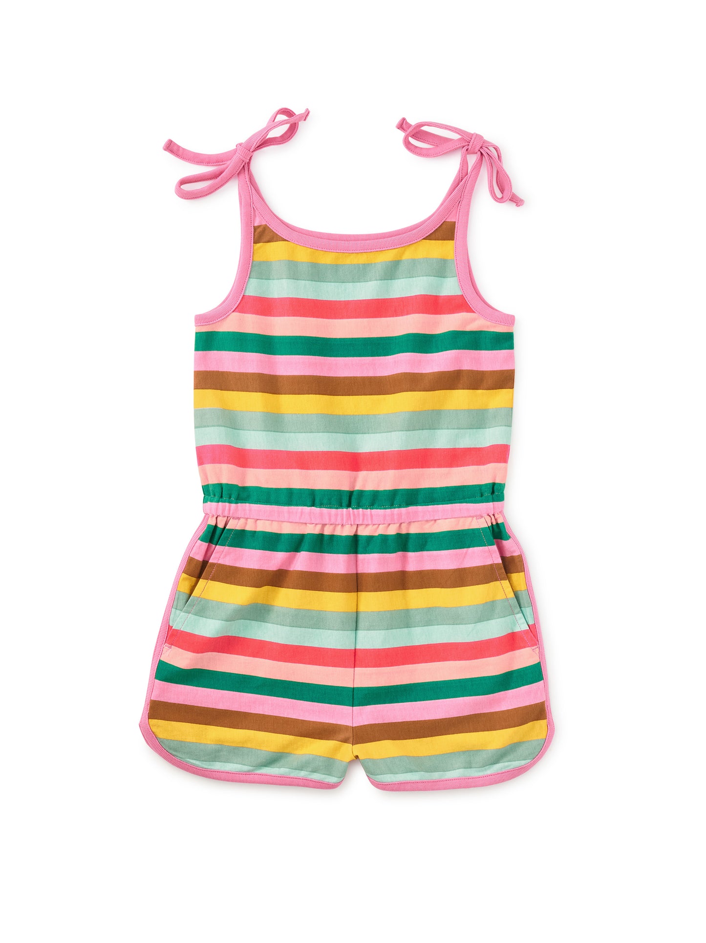 Tie Shoulder Romper, San Sebastian Stripe