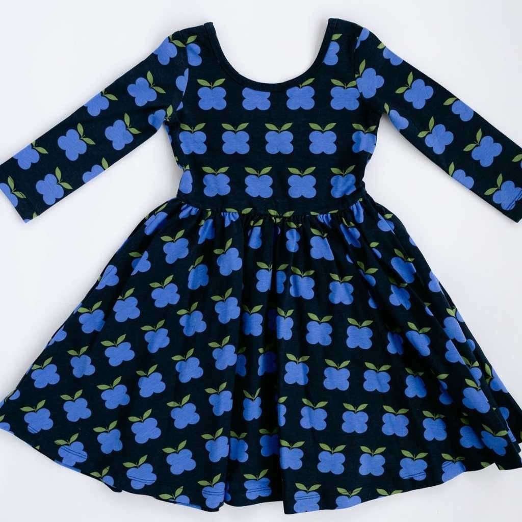Twirl Dress in Indigo Fruit