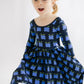 Twirl Dress in Indigo Fruit