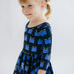 Twirl Dress in Indigo Fruit