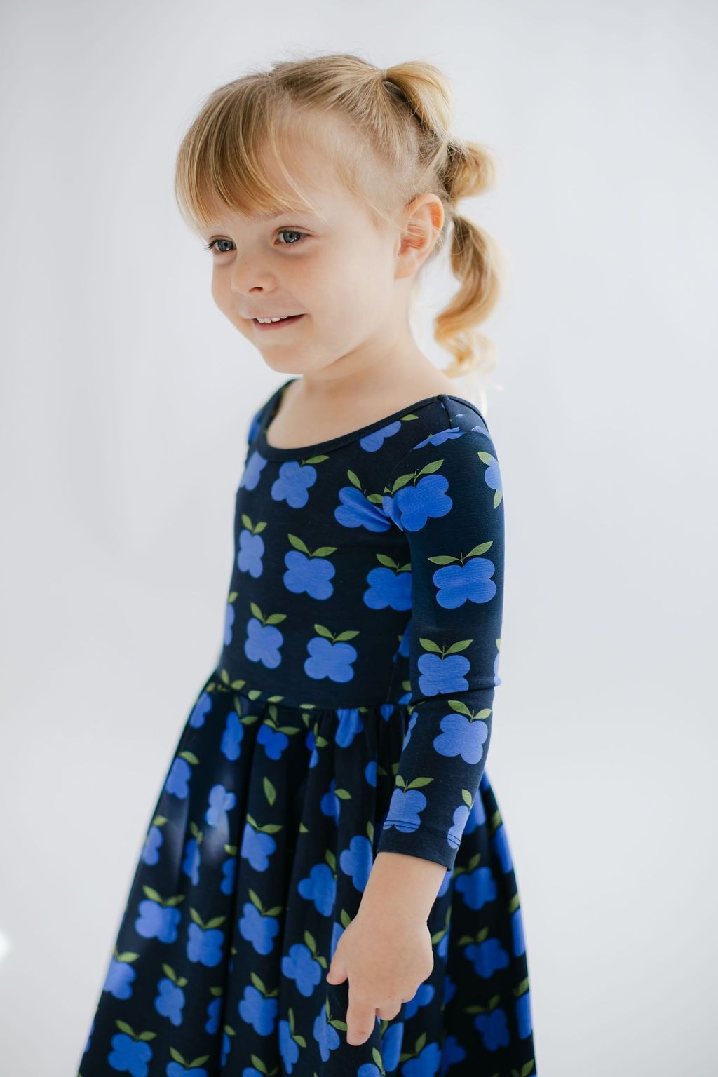 Twirl Dress in Indigo Fruit
