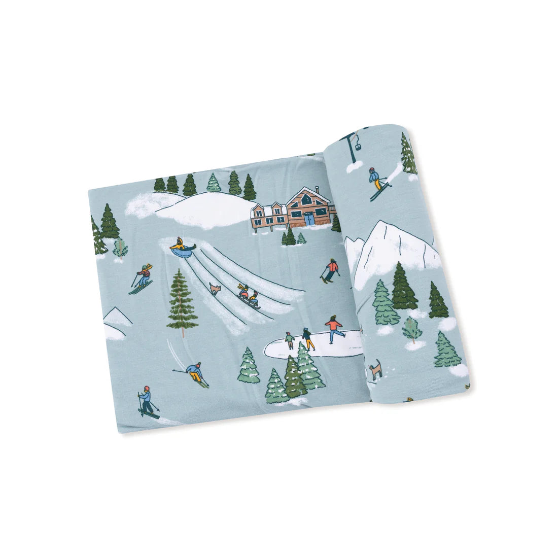 Swaddle Blanket, Winter Fun Skiers