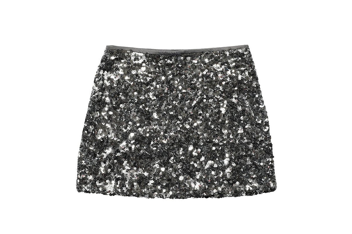 Sequin Skort, Silver